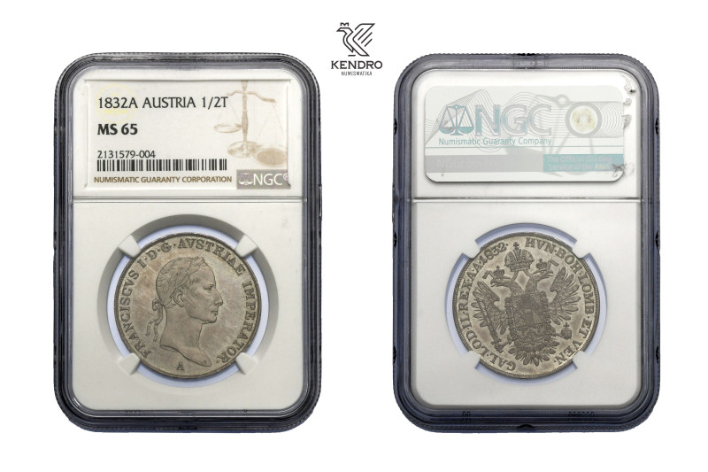 Francis I. 1/2 Thaler 1832. Vienna. Rare in this condition!
Highly collectible ...