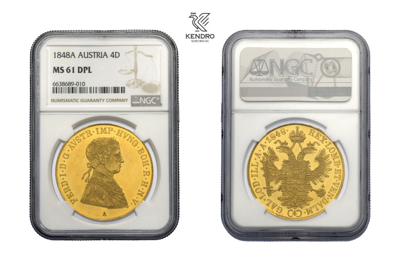 Ferdinand I of Austria. 4 Ducats 1848. Vienna. Rare!
Extraordinary specimen wit...
