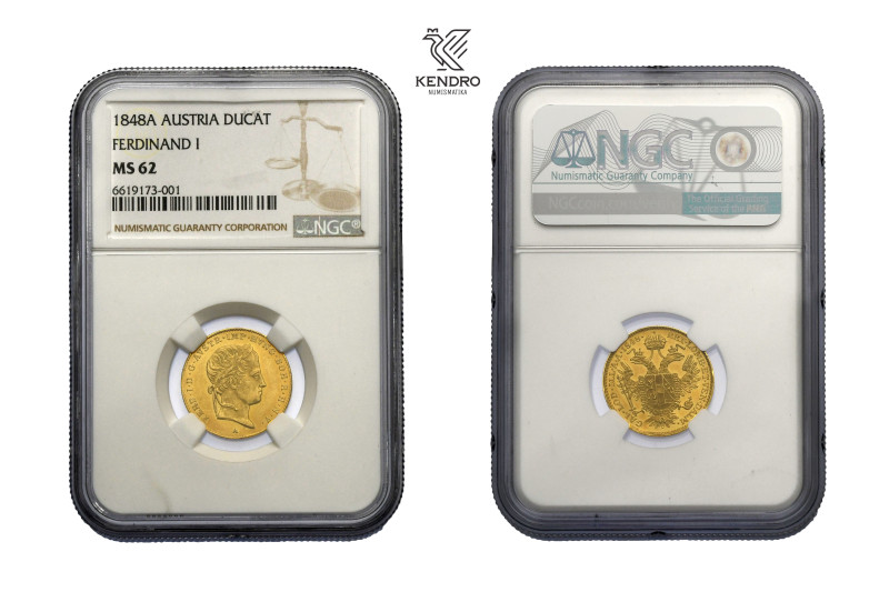 Ferdinand I of Austria. Ducat 1848. Vienna.
NGC MS 62. Slightly adjusted.

Fe...