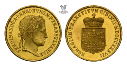 Ferdinand I of Austria. Gold Token 1837 (1 1/2 Ducats). Homage in Sibiu. Transylvania. Rare!