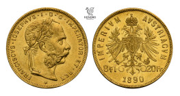 Francis Joseph I. 8 Gulden 1890. Vienna.