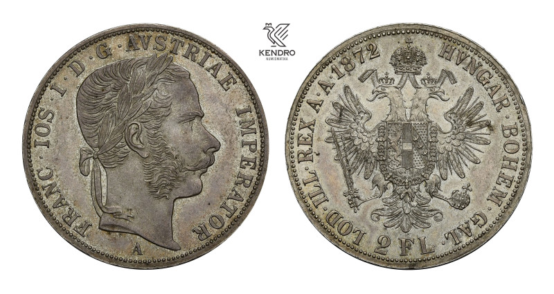 Francis Joseph I. 2 Gulden 1872. Vienna. Rare!
Remains of mint lustre in the fi...