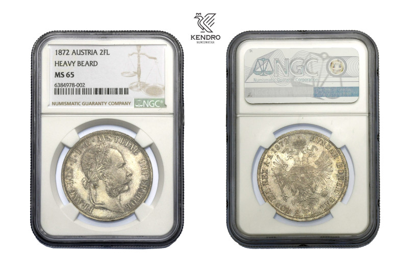 Francis Joseph I. 2 Gulden 1872. Vienna.
Highly collectible piece with mint lus...