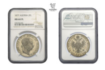 Francis Joseph I. 2 Gulden 1877. Vienna.