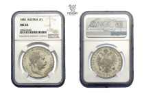 Francis Joseph I. 2 Gulden 1881. Vienna.