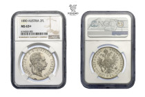 Francis Joseph I. 2 Gulden 1890. Vienna.