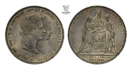 Francis Joseph I. 2 Gulden 1854. Wedding of Francis Joseph I and Elisabeth of Bavaria. Vienna.