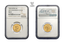 Francis Joseph I. 20 Corona 1908. 60th anniversary of reign. Vienna.