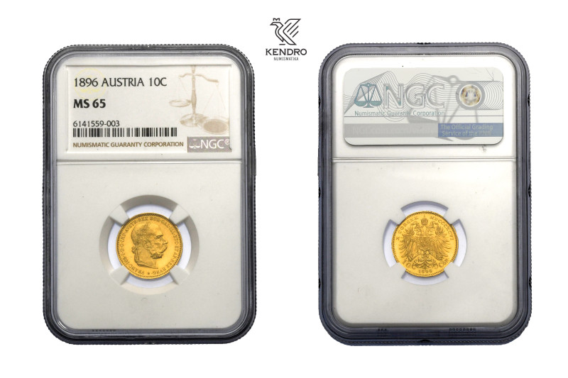 Francis Joseph I. 10 Corona 1896. Vienna.
Extraordinary specimen with mint lust...