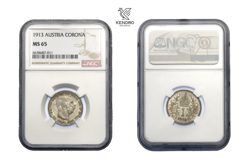 Francis Joseph I. Corona 1913. Vienna. 
Nice patina. NGC MS 65.

František Jo...