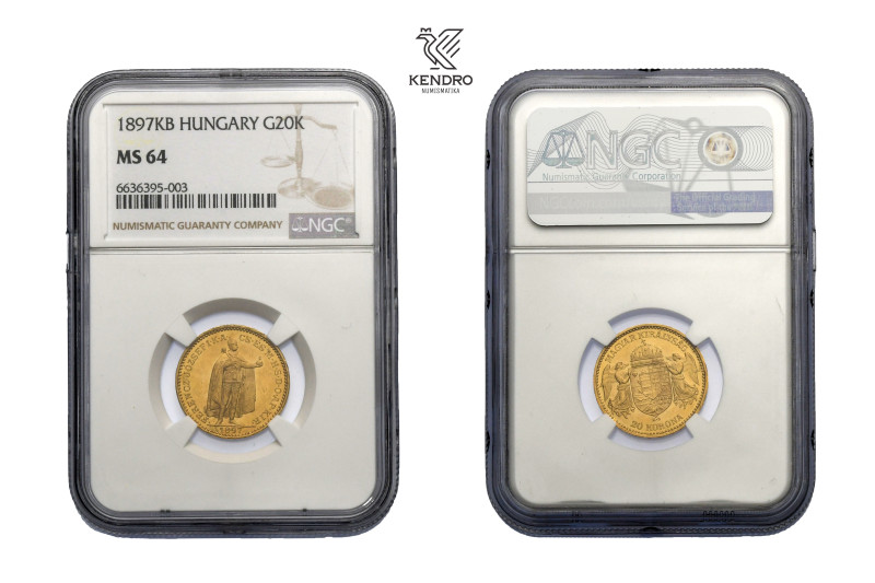 Francis Joseph I. 20 Corona 1897. Kremnitz. 
Extraordinary specimen! NGC MS 64....