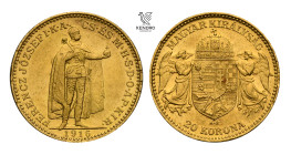 Francis Joseph I. 20 Corona 1916. Bosnia Coat of arms. Kremnitz. Rare!
