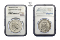 Francis Joseph I. 5 Corona 1907. 40 years as the Hungarian king. Kremnitz.