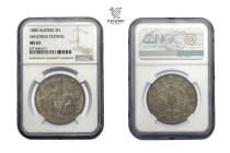Francis Joseph I. Silver Medal 1880 (2 Gulden). I. Austrian federal shooting competition in Vienna.