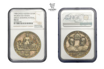 Francis Joseph I. Silver medal 1908. Emperor shootings in Bolzano to the 60th anniversary of reign.