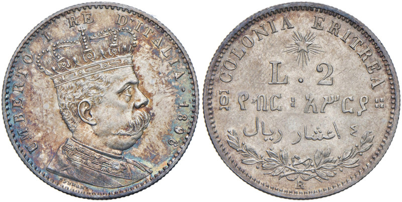 Eritrea Umberto I (1890-1896) 2 Lire 1896 - Nomisma 1040 AG R In slab NGC n° 663...