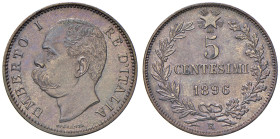 Umberto I (1878-1900) 5 Centesimi 1896 - Nomisma 1022 CU (g 4,94) R Minimo colpetto al bordo. 
FDC