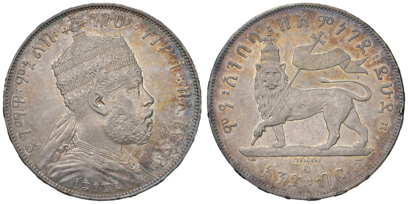 ETIOPIA Menelik II (1889-1913) Birr EE 1887 (1894) - KM 5 AG (g 28,07) R Minimi ...