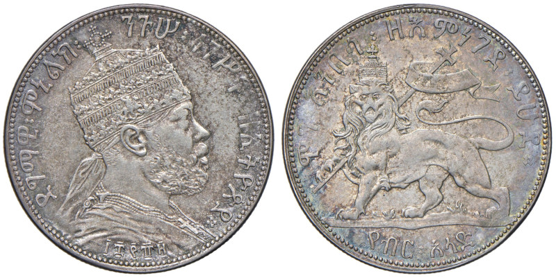 ETIOPIA Menelik II (1889-1913) 1/2 Birr EE 1889 (1897) - KM 15 RR AG Zecca di Ad...