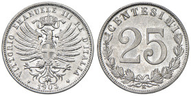 Vittorio Emanuele III (1900-1943) 25 Centesimi 1903 - Nomisma 1267 NI R 
qFDC