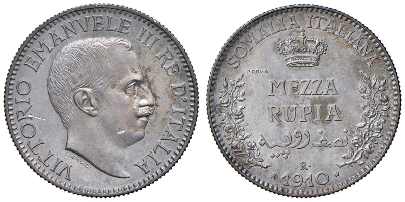 Vittorio Emanuele III Somalia (1909-1925) 1/2 Rupia 1910 Prova patinata - Nomism...