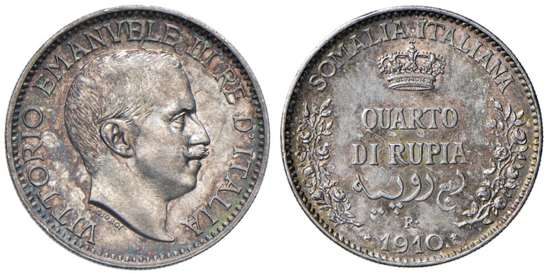 Vittorio Emanuele III - Somalia (1909-1925) Quarto di Rupia 1910 - Nomisma 1427 ...