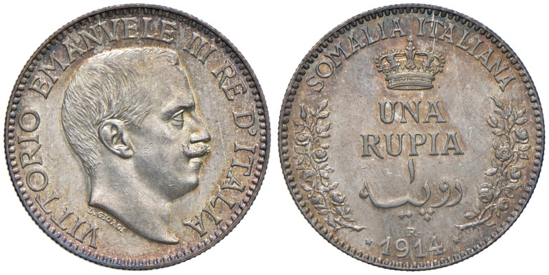 Vittorio Emanuele III Somalia (1909-1925) Rupia 1914 - Nomisma 1417 AG R In slab...