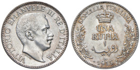 Vittorio Emanuele III - Somalia (1909-1925) Rupia 1915 - Nomisma 1418 AG R In slab NGC n° 6638769-010. Millesimo di difficile reperibilità nella massi...