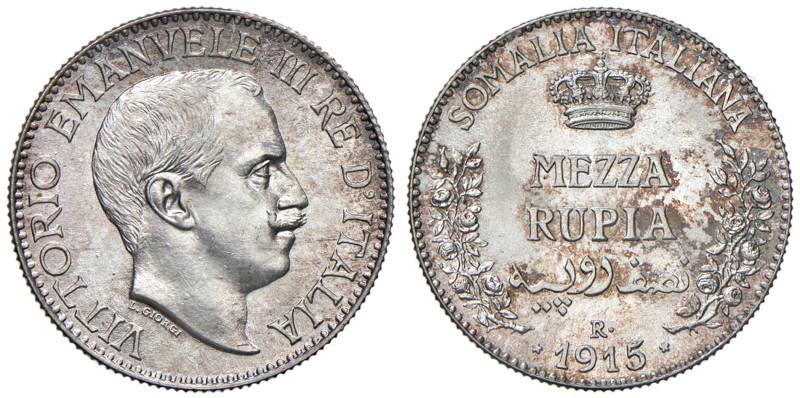 Vittorio Emanuele III Somalia (1909-1925) 1/2 Rupia 1915 - Nomisma 1425 AG R In ...