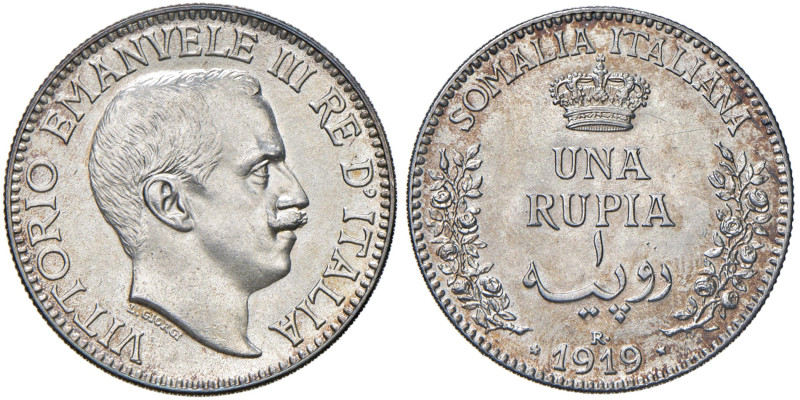 Vittorio Emanuele III Somalia (1909-1925) Rupia 1919 - Nomisma 1419 AG R Ex Asta...