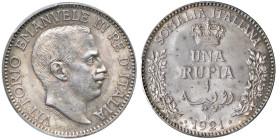 § Vittorio Emanuele III Somalia (1909-1925) Rupia 1921 - Nomisma 1421 AG RRRRR In slab PCGS n° 37441751. Moneta della più grande rarità, tra le più ri...