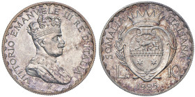 Vittorio Emanuele III Somalia (1909-1925) 10 Lire 1925 Prova di Stampa - Nomisma P82; Luppino PP316 AG RRR Ex Asta Varesi, Collezione D’Incerti 20/4/2...
