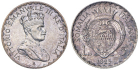 Vittorio Emanuele III Somalia (1909-1925) 5 Lire 1925 Prova di Stampa - Nomisma P84; Luppino PP318 AG RRR Ex Asta Varesi, Collezione D’Incerti 20/4/20...