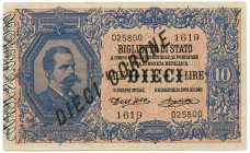 Vittorio Emanuele III (1900-1943) Dieci corone per la Venezia Giulia e la Venezia Tridentina 1915, stampa Officina Governativa Carte Valori Torino su ...