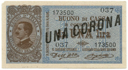 Vittorio Emanuele III (1900-1943) Una corona per la Venezia Giulia e la Venezia Tridentina 1915, stampa Officina Governativa Carte Valori Torino su mo...