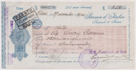 Città di Fiume - Assegno bancario della Banca d' Italia datato 27/11/1929
SPL