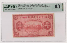 Concessione italiana in Cina, Tientsin 10 Yuan del 01/04/1921 0118104 Crap. OI 44 RRRRR In slab PMG n° 1914635-009 Banconota della più grande rarità, ...