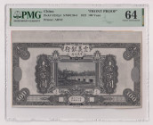 Concessione italiana in Cina, Tientsin Coppia di prove preliminari uniface (fronte + retro) del 100 Yuan del 15.9.1921 stampate dalla American Bank No...