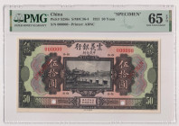 Concessione italiana in Cina, Tientsin - 50 Yuan del 15/09/1921 SPECIMEN Crap. OI 48s RRR In slab PMG n° 1914635-003.
PMG 65