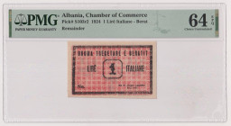 ALBANIA Berat - Biglietto di emergenza da Lire Italiane 1 con testo italiano e albanese, stampato da Shtyp Dori Koti Korce nell’aprile del 1924 per co...