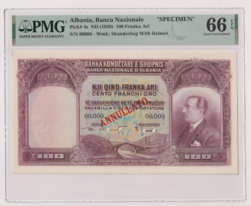 ALBANIA Banca Nazionale d'Albania, Protettorato Italiano - 100 Franchi Oro del 1...