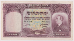 ALBANIA Banca Nazionale d'Albania, Protettorato Italiano - 100 Franchi Oro del 1926 A68,309. Crap. OI 54 RRRRR della più grande rarità, accompagnata d...