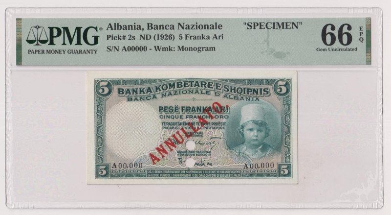ALBANIA Banca Nazionale d'Albania, Protettorato Italiano - 5 Franchi Oro del 192...