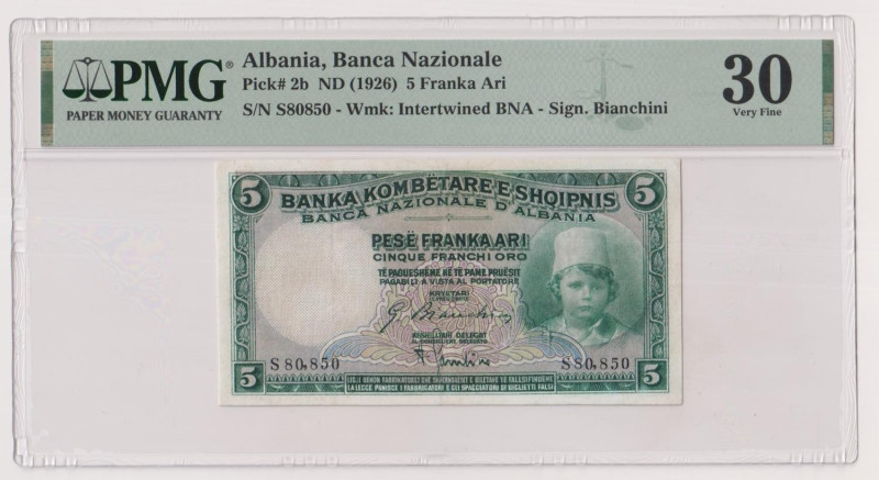 ALBANIA Banca Nazionale d'Albania, Protettorato Italiano - 5 Franchi Oro del 193...