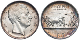 ALBANIA Amet Zogu (1925-1939) 5 Franga 1926 R - Mont. 41 AG R Ex asta MPO 46 del 21/05/2015, lotto 3089. 
qFDC