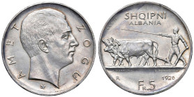 ALBANIA Amet Zogu (1925-1939) 5 Franga 1926 R Prova "stella sotto il collo" - Mont. 40 AG RRR Solo 50 esemplari coniati.
FDC