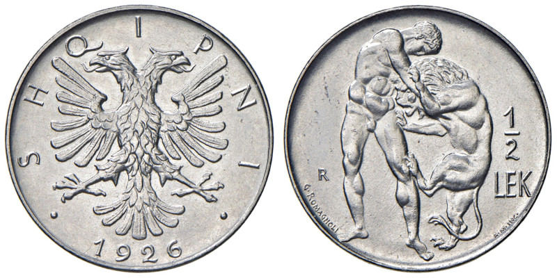 ALBANIA Amet Zogu (1925-1939) Mezzo Lek 1926 R - Mont. 71 AG R In slab NGC n° 66...