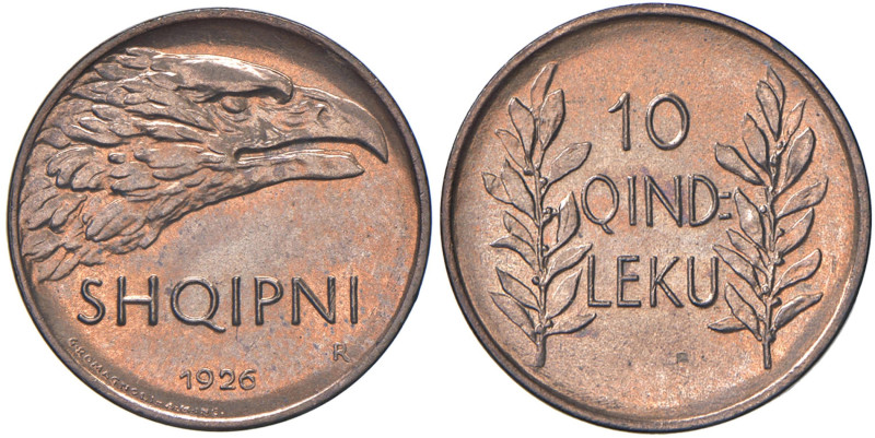 ALBANIA Amet Zogu (1925-1939) 10 Qindar Leku 1926 R - Mont. 77 CU R In slab NGC ...