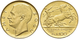 ALBANIA Amet Zogu (1925-1939) 100 Franga 1927 R Prova - Mont. 07 AU RRRR Solo 50 esemplari coniati. Ex asta Inasta 52 del 07/12/2013.
SPL+