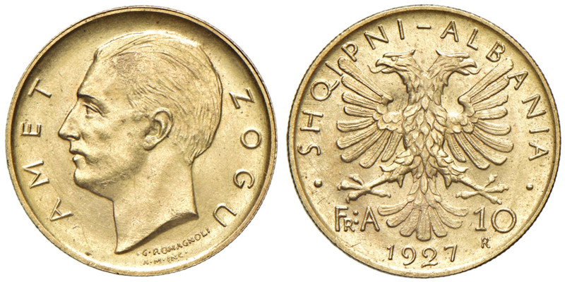 ALBANIA Amet Zogu (1925-1939) 10 Franga 1927 R - Mont. 38 AU R In slab NGC n° 66...